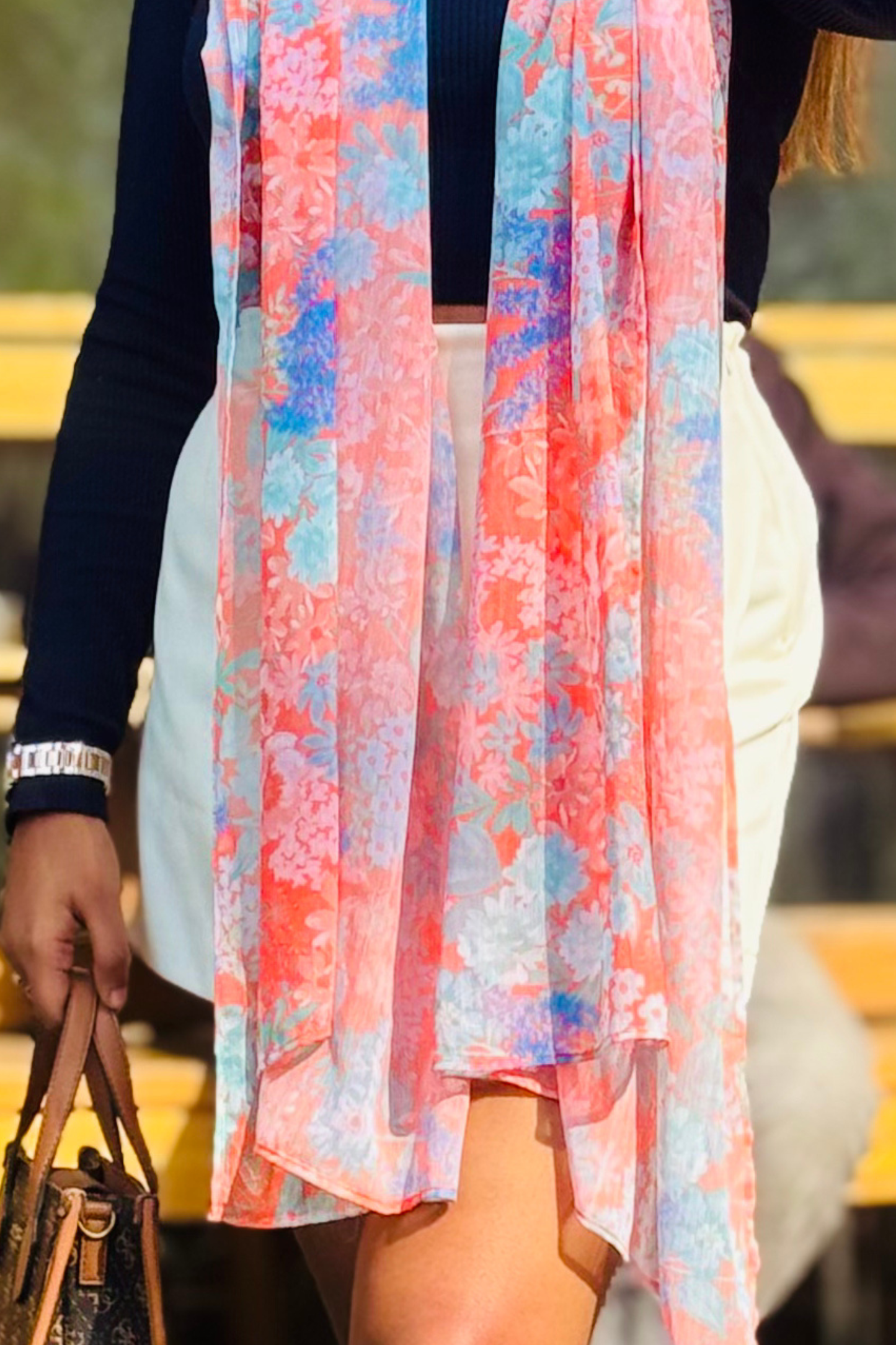 Bristi Orange Chiffon Scarf