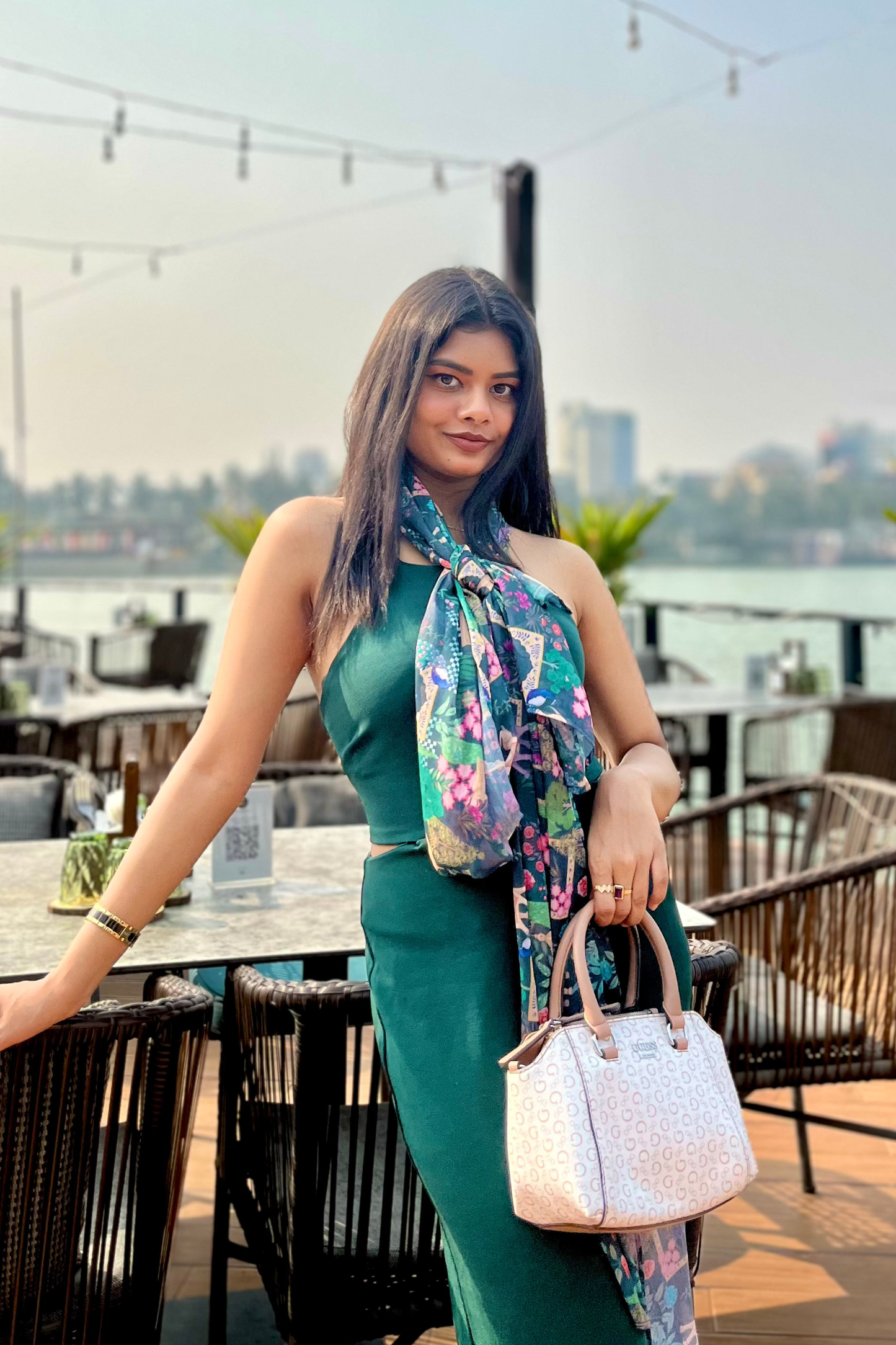 Bristi Green Chiffon Scarf