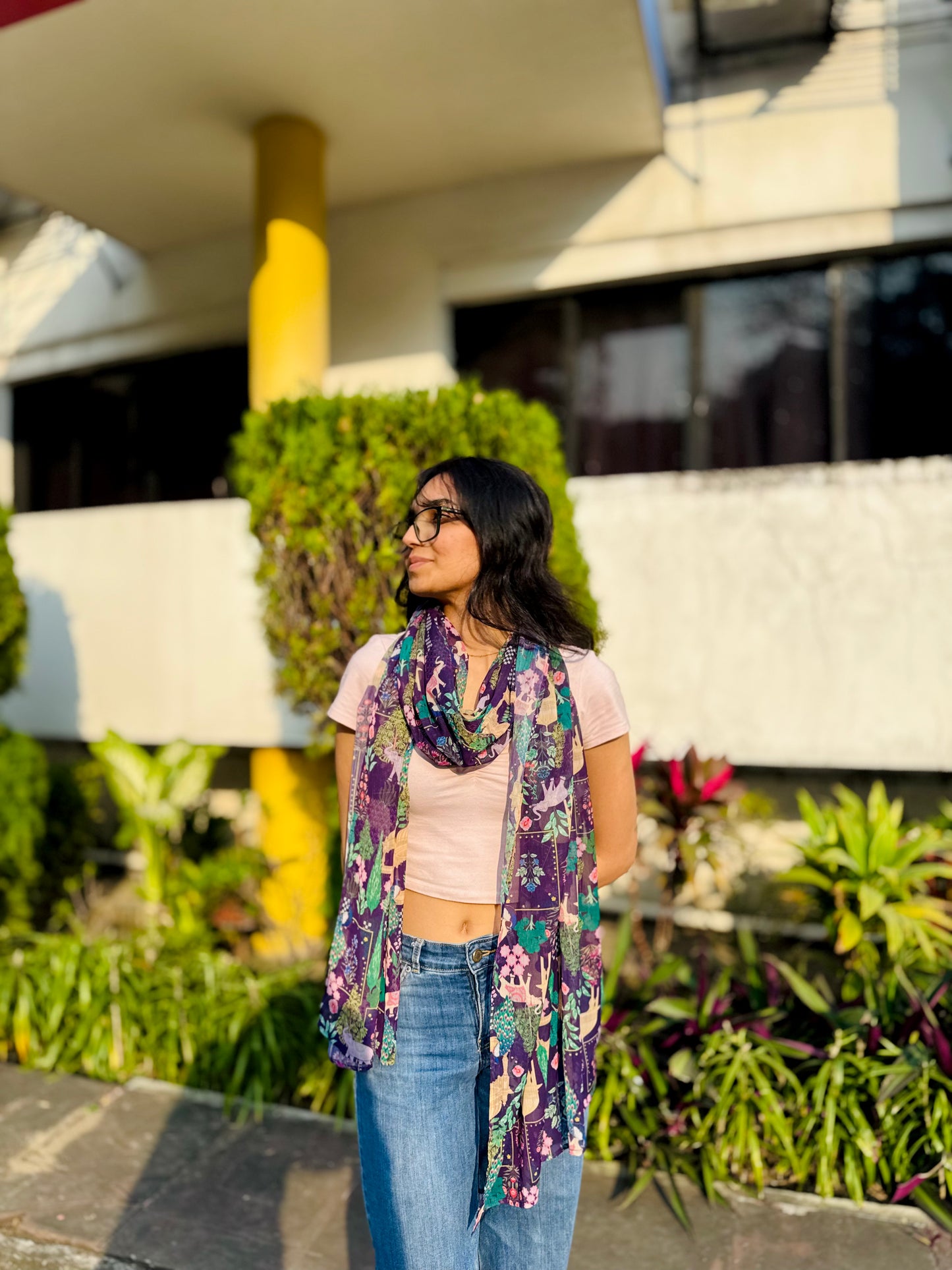 Bristi Purple Chiffon Scarf