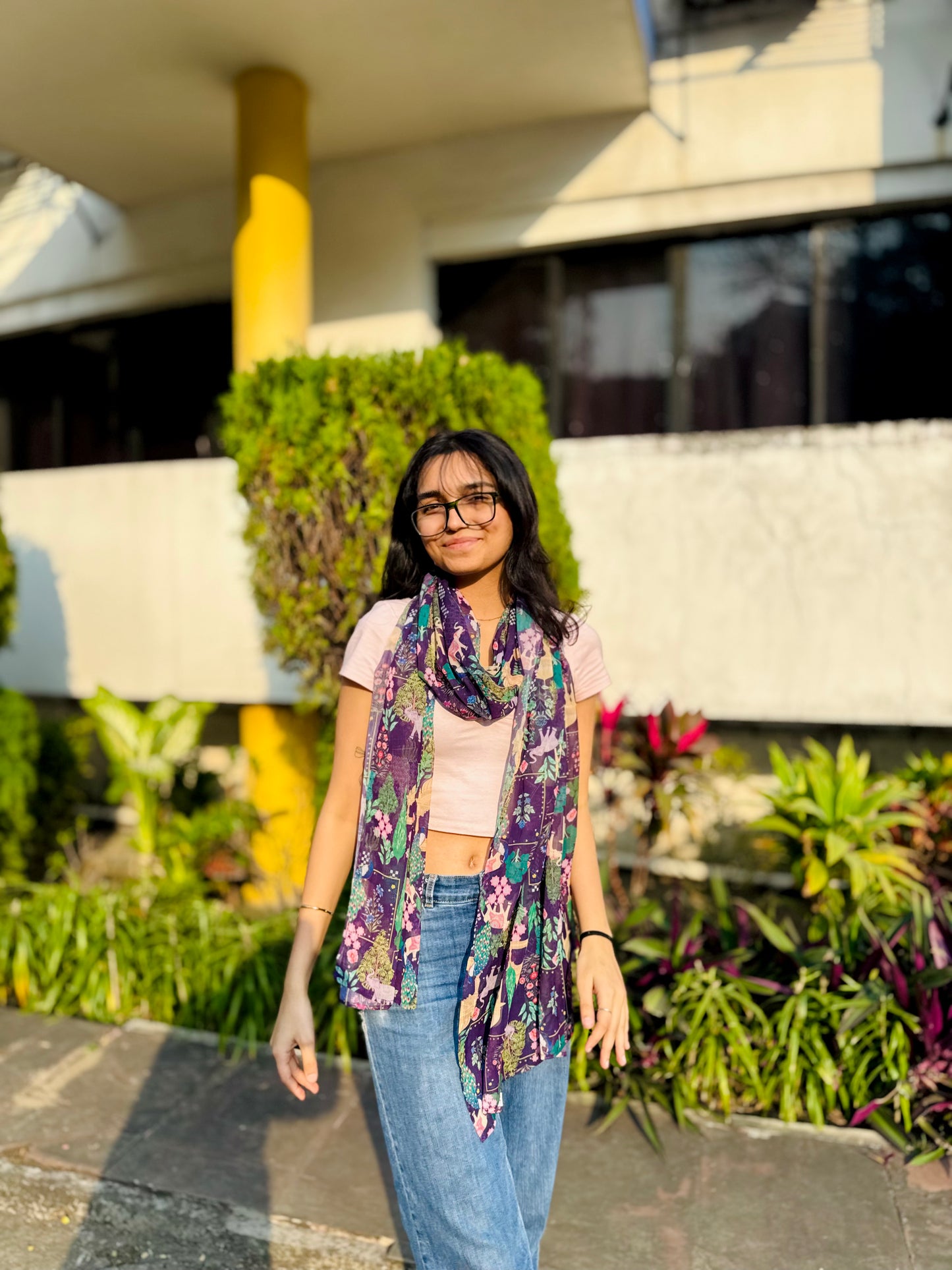 Bristi Purple Chiffon Scarf