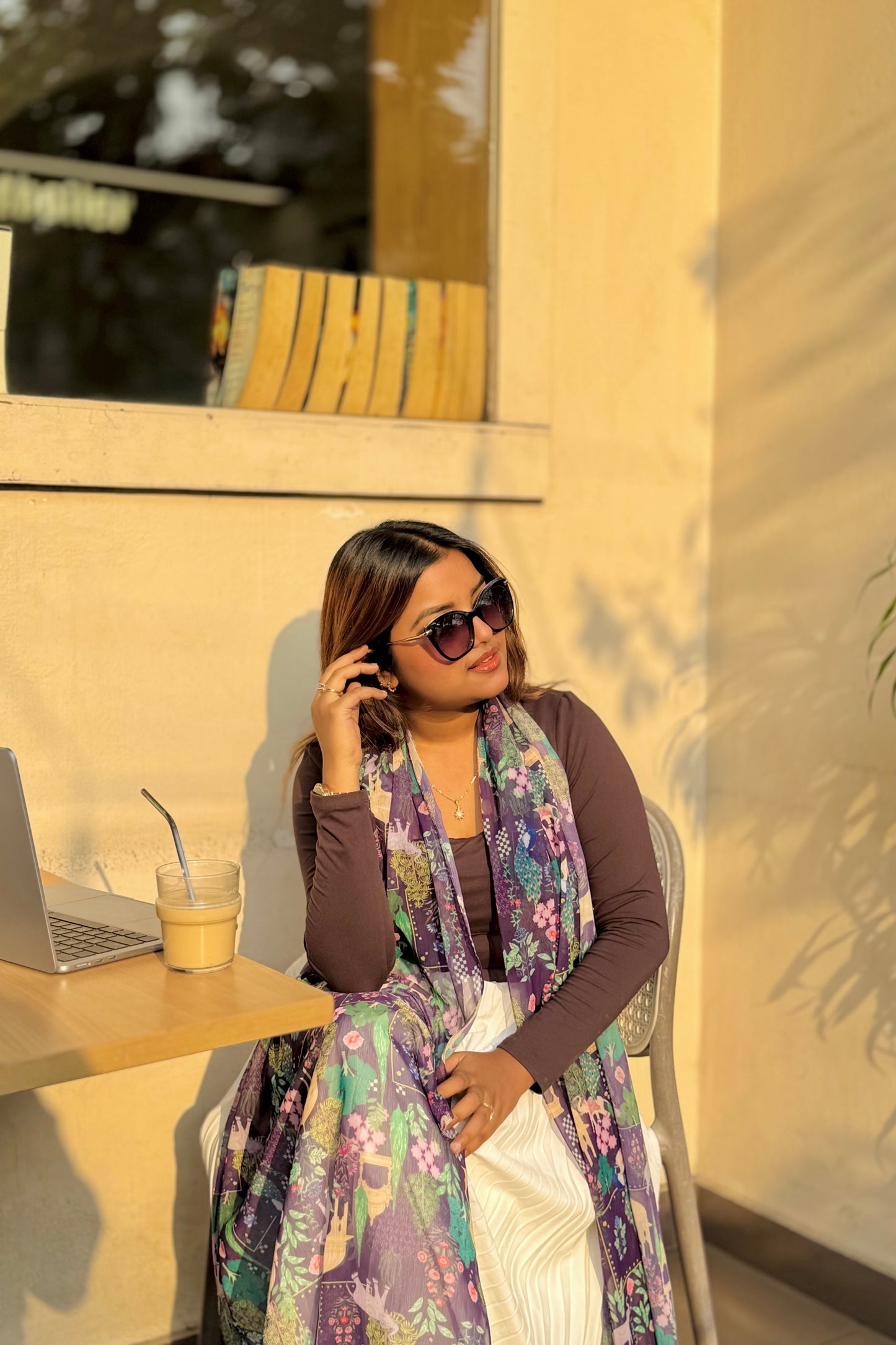 Bristi Purple Chiffon Scarf