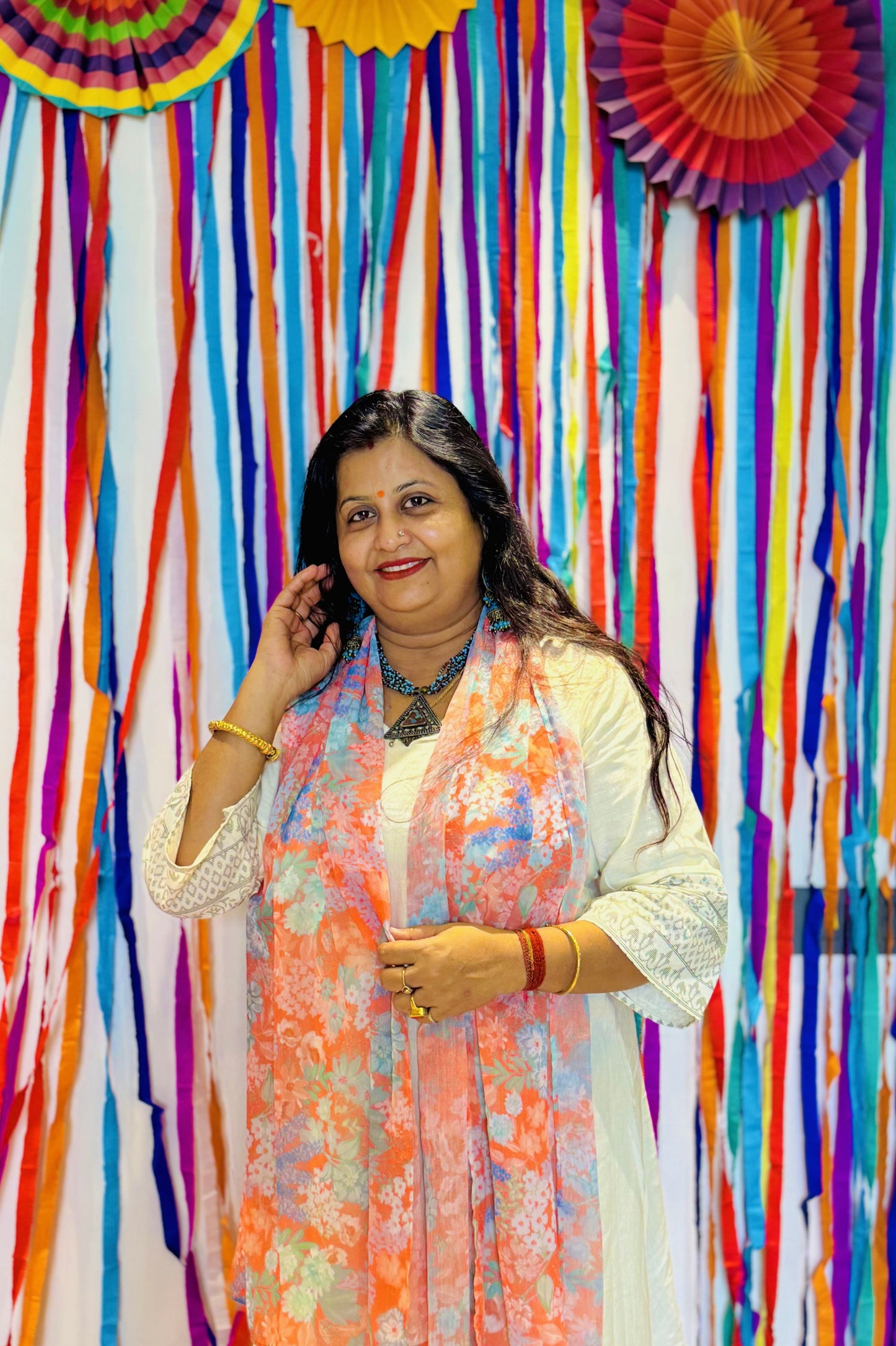 Bristi Orange Chiffon Scarf
