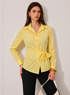 Yellow Stripe Wrap Shirt