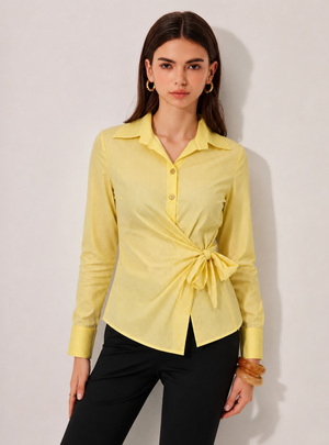 Yellow Stripe Wrap Shirt