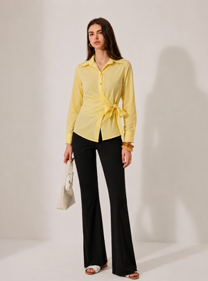 Yellow Stripe Wrap Shirt