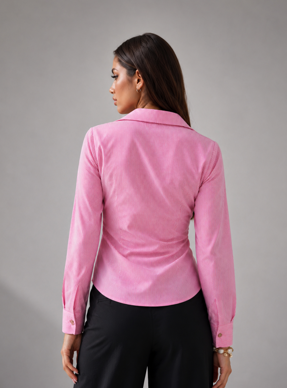 Pink Stripe Wrap Shirt