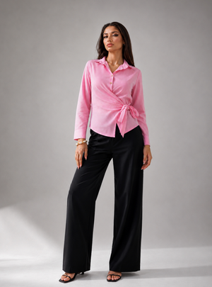 Pink Stripe Wrap Shirt