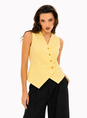 Yellow Stripe Waist-Coat Assymetric