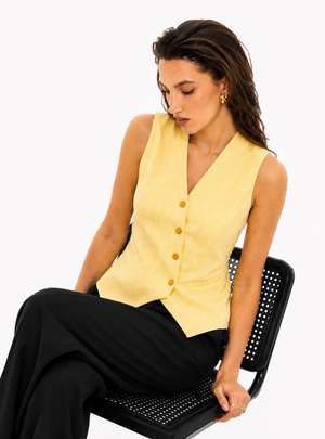 Yellow Stripe Waist-Coat Assymetric