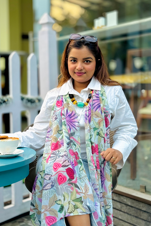 Bristi Cyan Chiffon Scarf