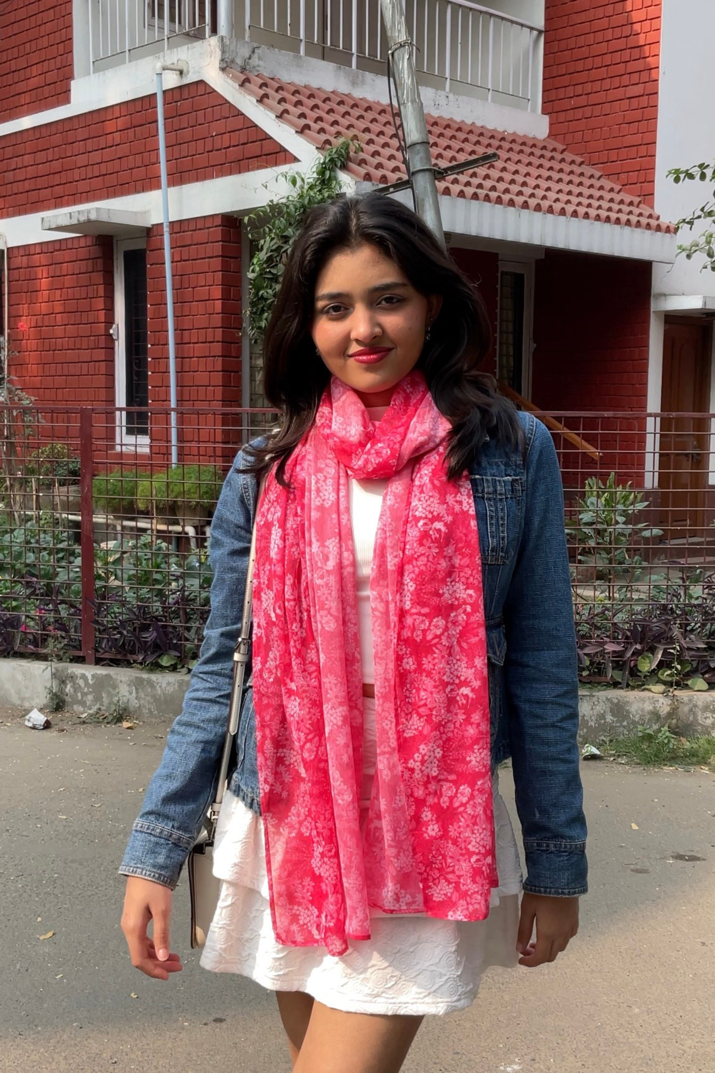 Bristi Red Chiffon Scarf