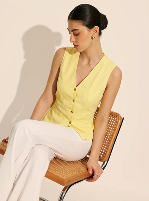 Yellow Stripe Waist-Coat Assymetric
