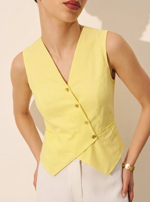 Yellow Stripe Waist-Coat Assymetric