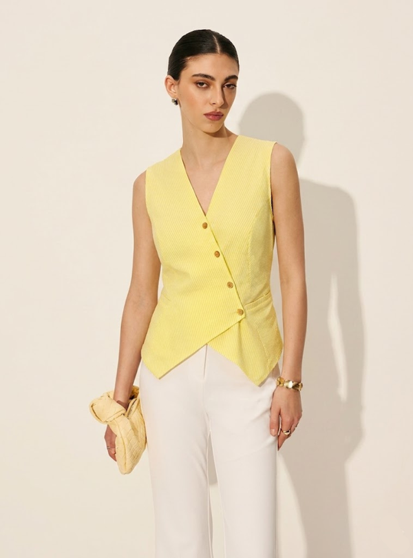 Yellow Stripe Waist-Coat Assymetric