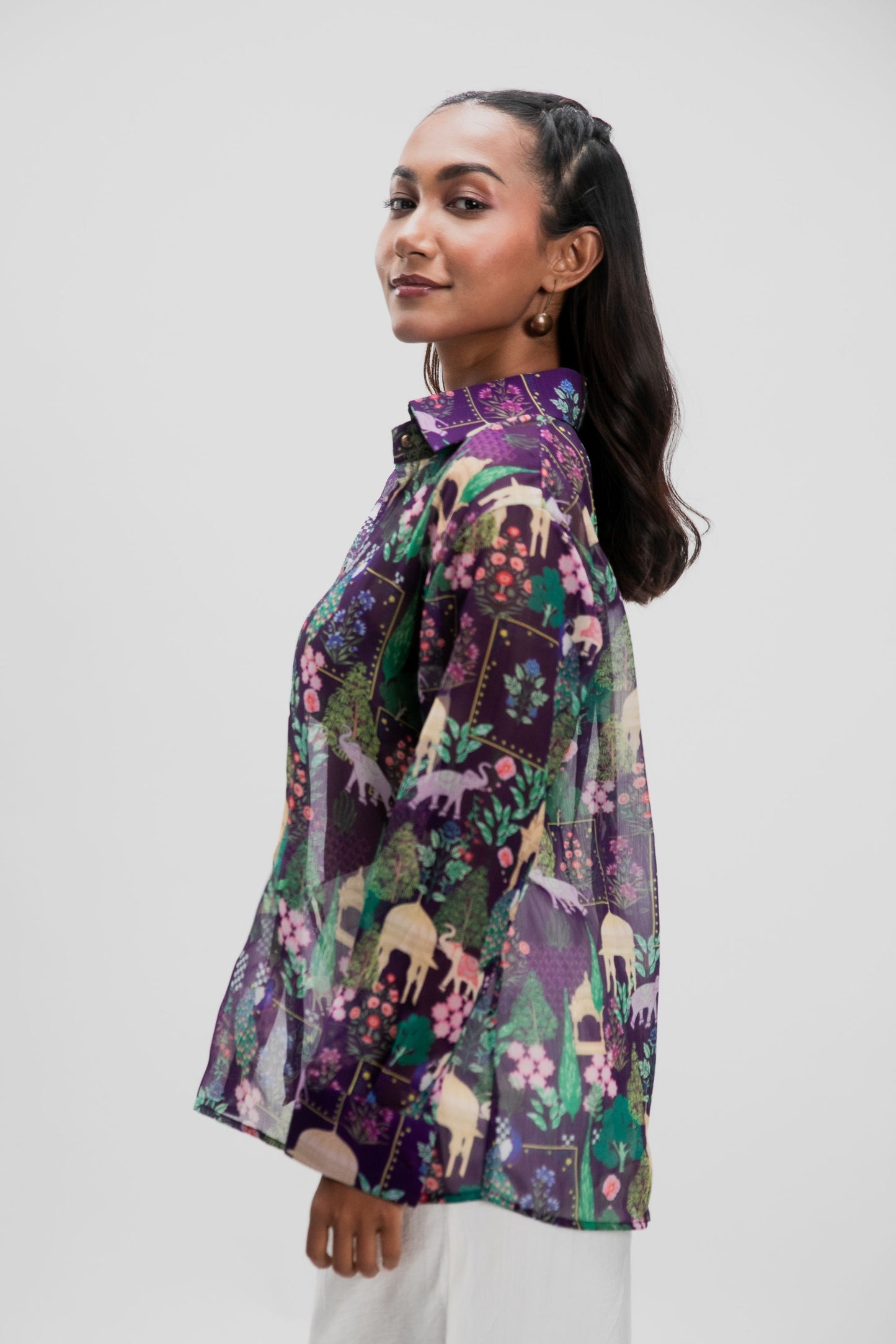 ABHA PURPLE CHIFFON SHIRT
