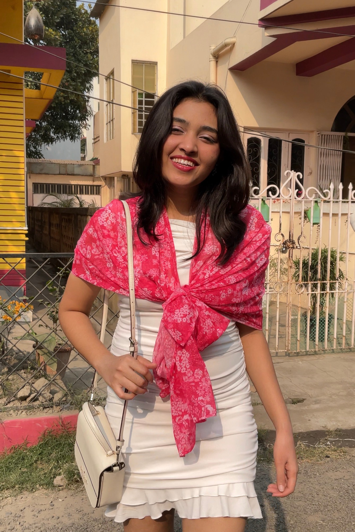 Bristi Red Chiffon Scarf