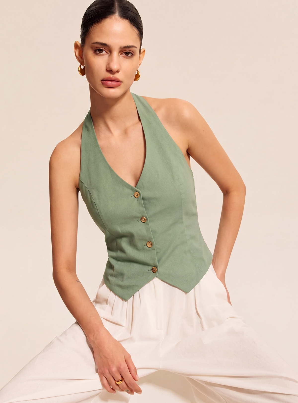 Green Halterneck Waist-Coat
