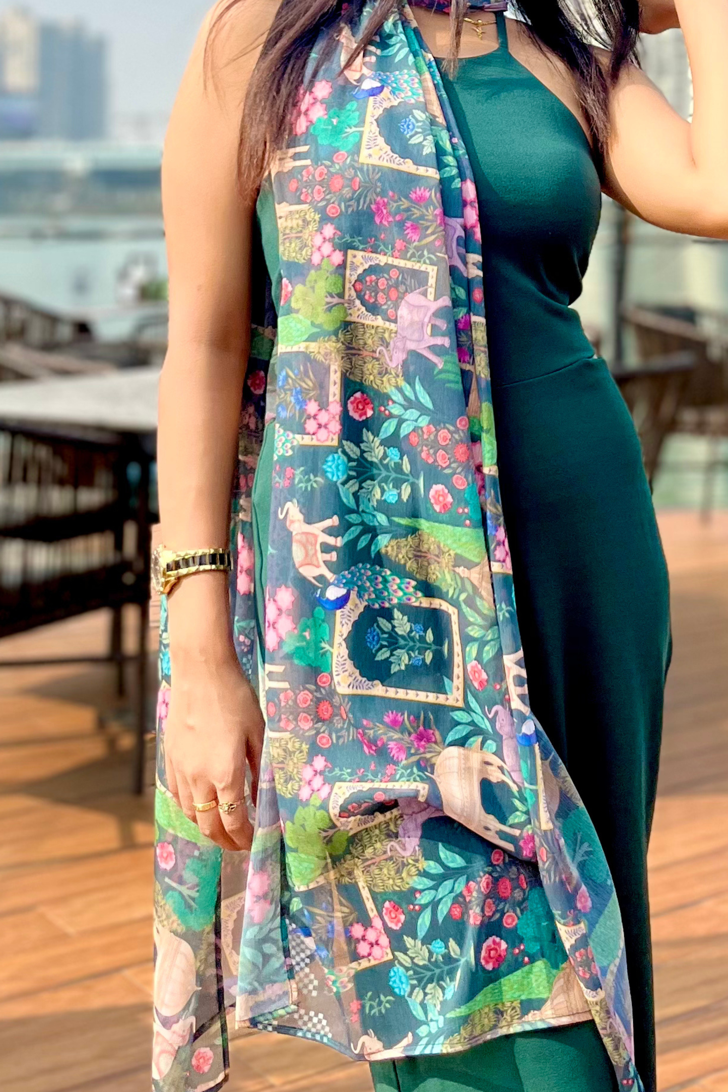 Bristi Green Chiffon Scarf