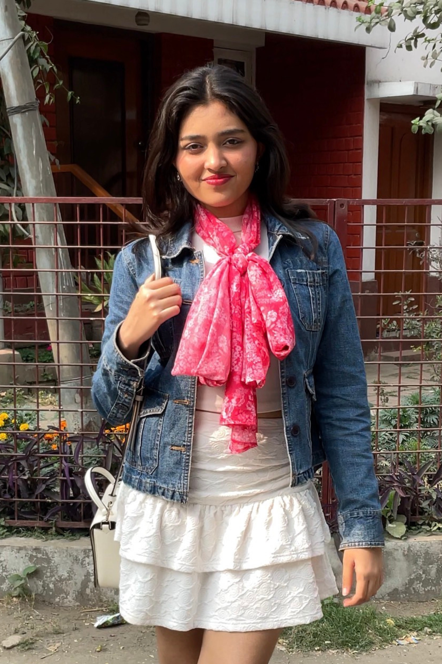Bristi Red Chiffon Scarf