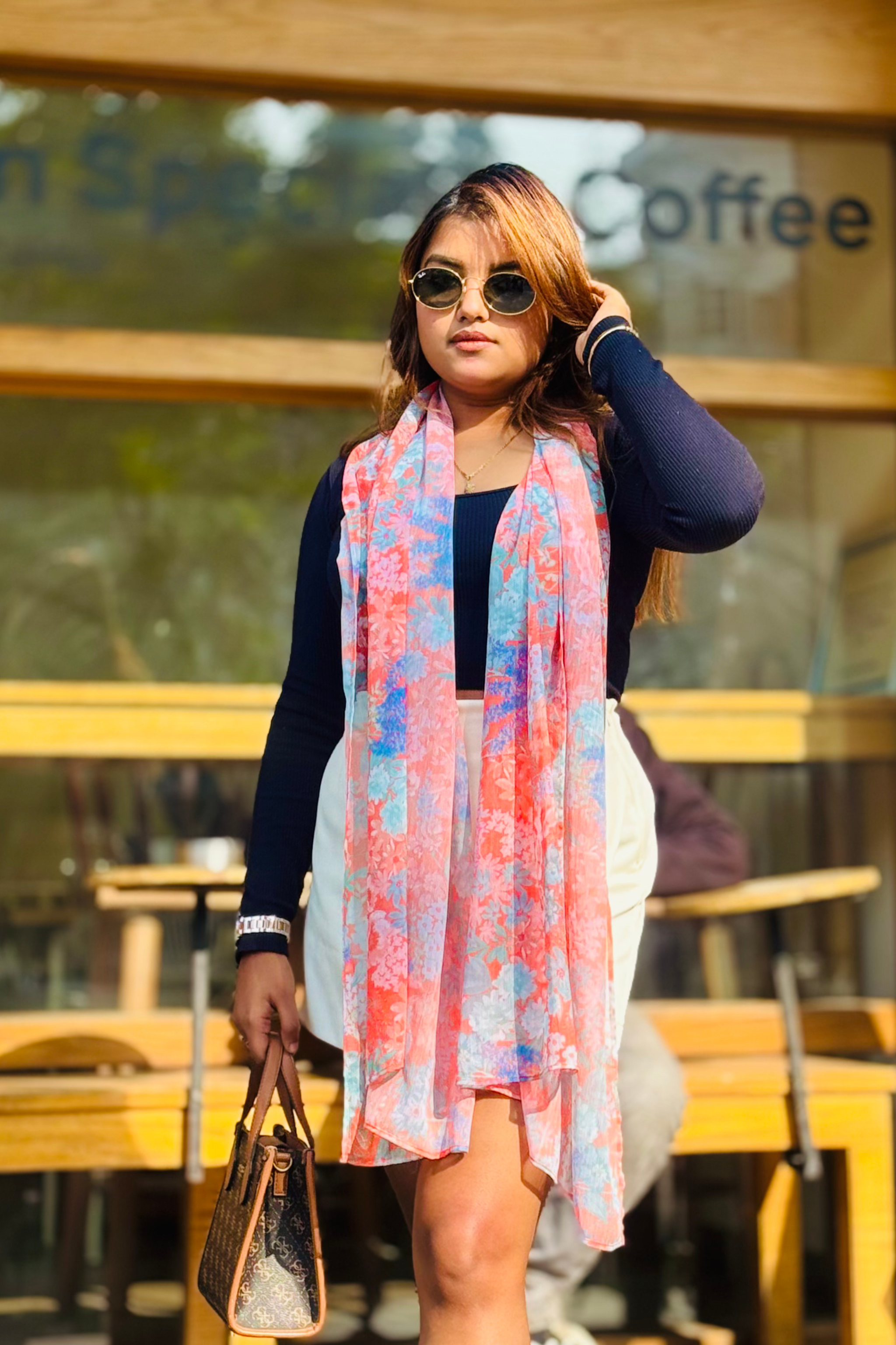 Bristi Orange Chiffon Scarf