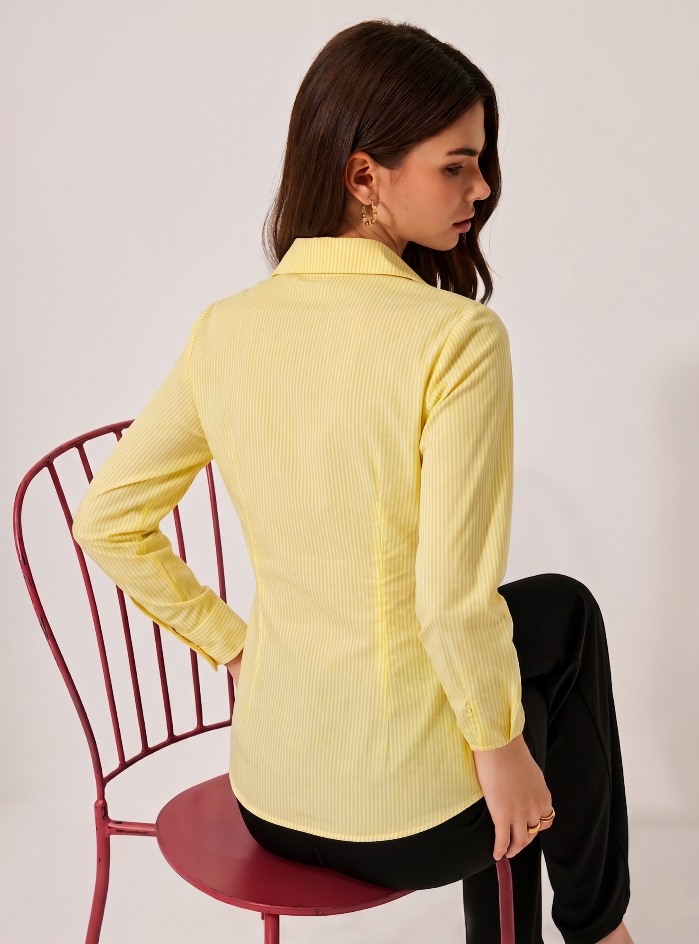 Yellow Stripe Wrap Shirt