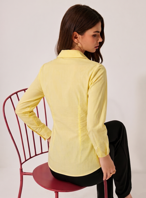 Yellow Stripe Wrap Shirt