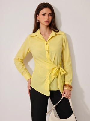 Yellow Stripe Wrap Shirt