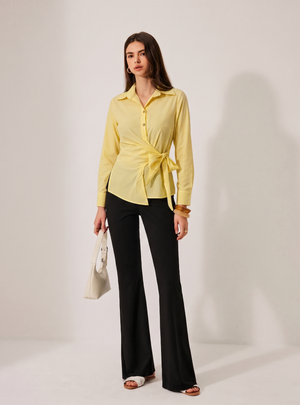 Yellow Stripe Wrap Shirt