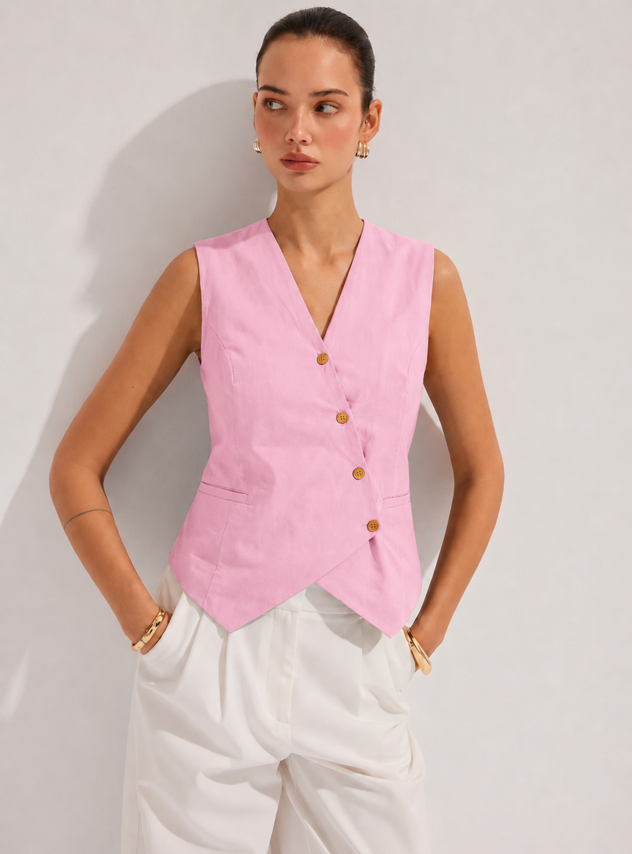 Pink Waist-Coat Asymmetric