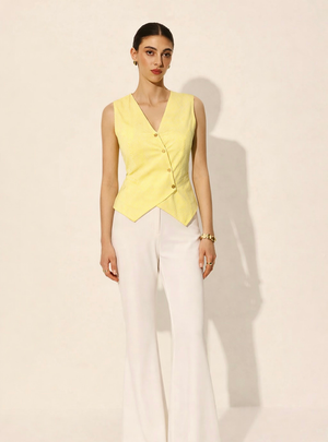 Yellow Stripe Waist-Coat Assymetric