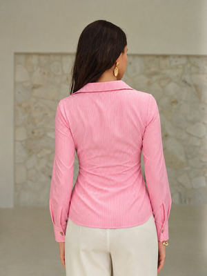 Pink Stripe Wrap Shirt