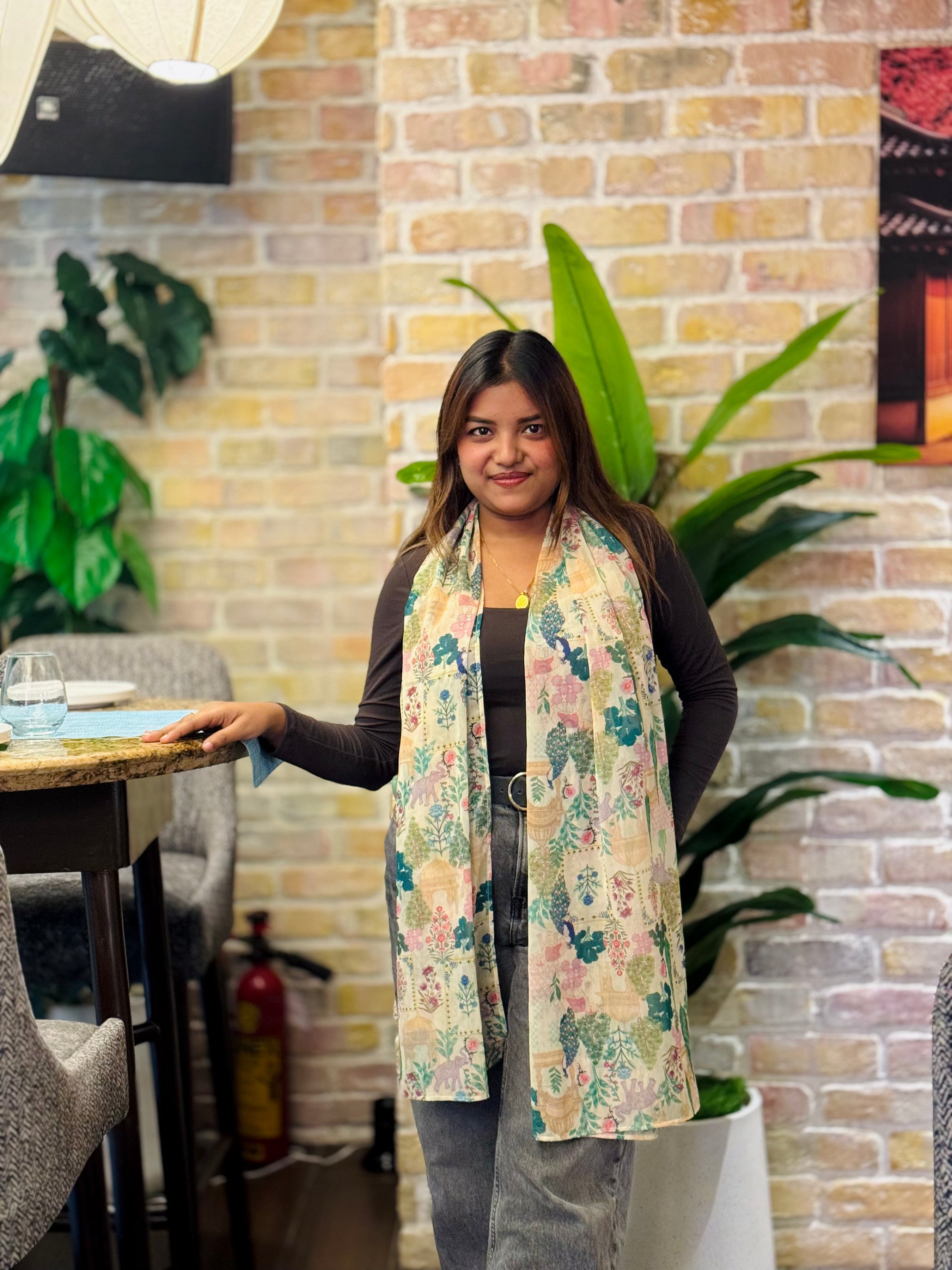 Bristi White Chiffon Scarf