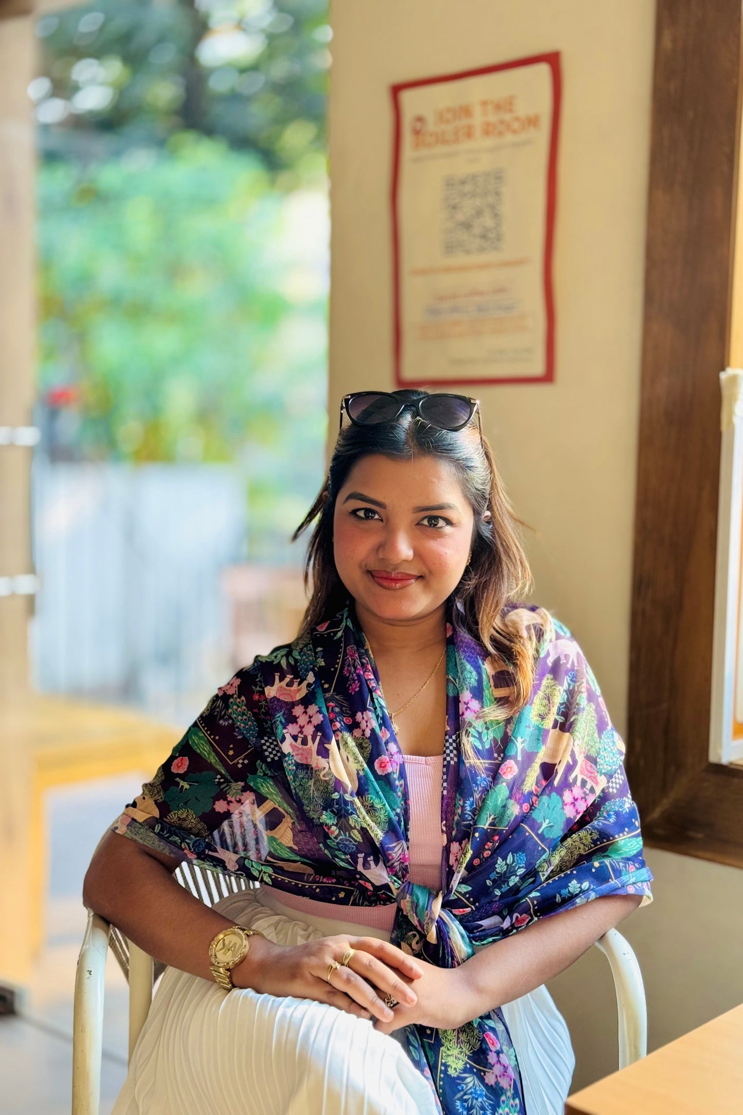 Bristi Purple Chiffon Scarf