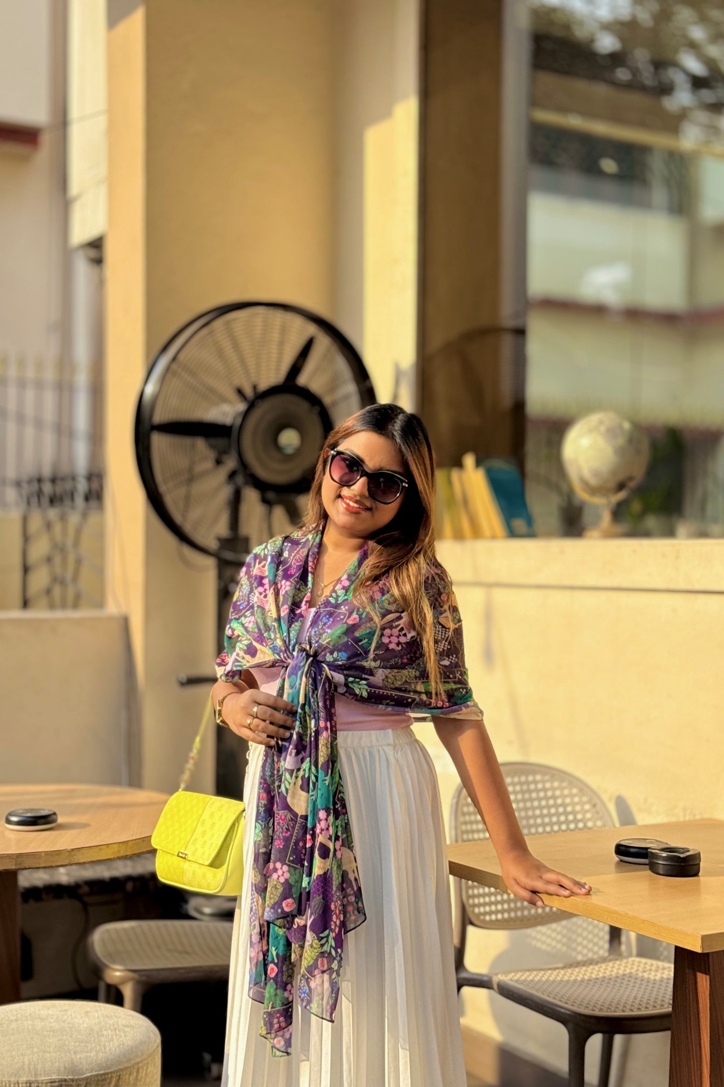 Bristi Purple Chiffon Scarf