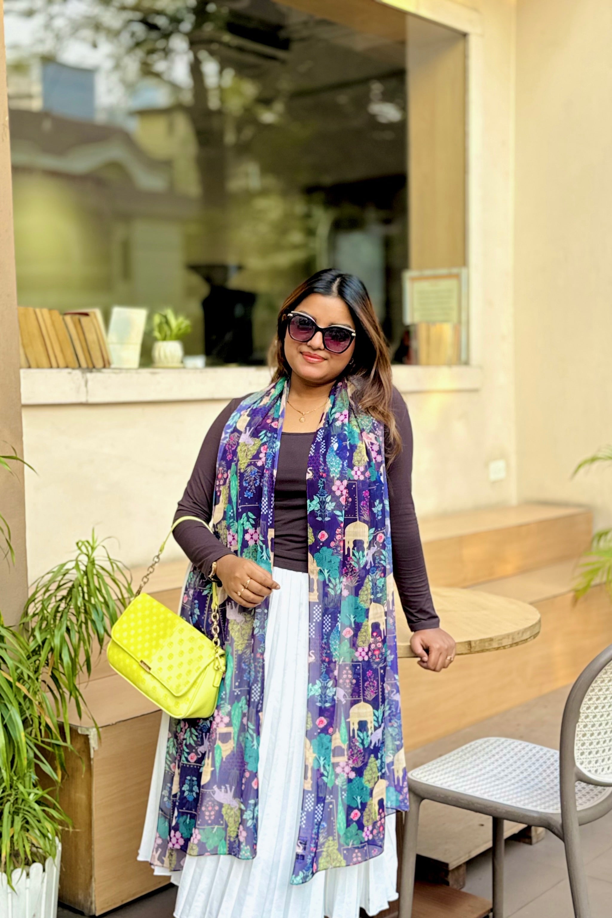 Bristi Purple Chiffon Scarf