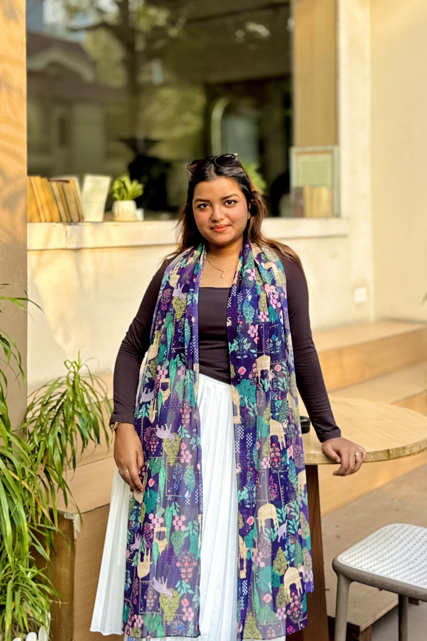 Bristi Purple Chiffon Scarf