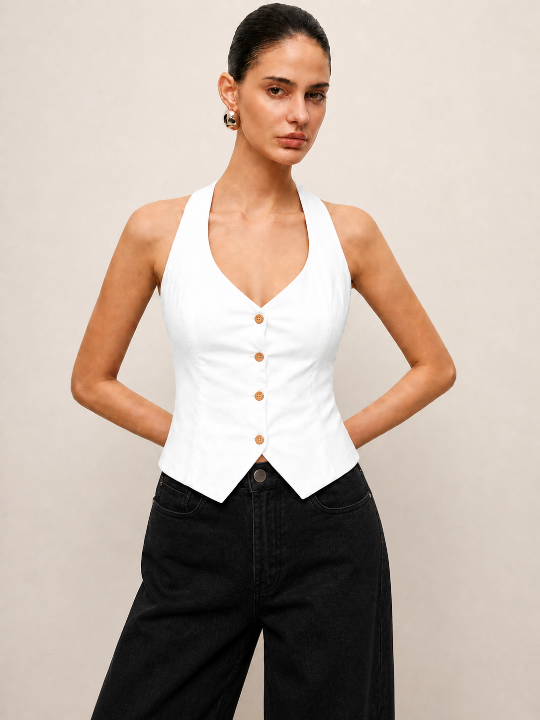 White Halterneck Waist-Coat