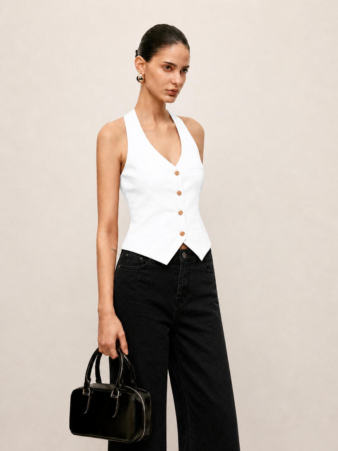 White Halterneck Waist-Coat