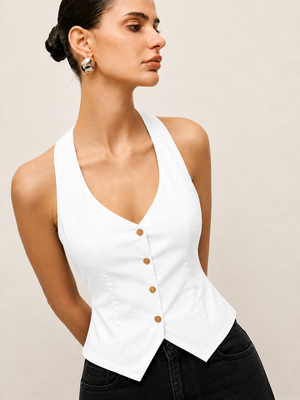 White Halterneck Waist-Coat