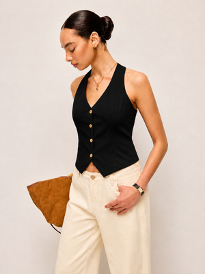 Black Halterneck Waist-Coat