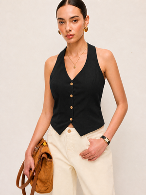 Black Halterneck Waist-Coat