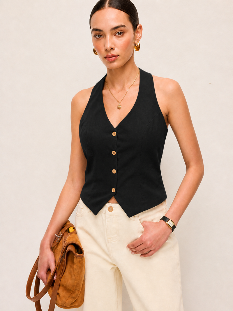 Black Halterneck Waist-Coat