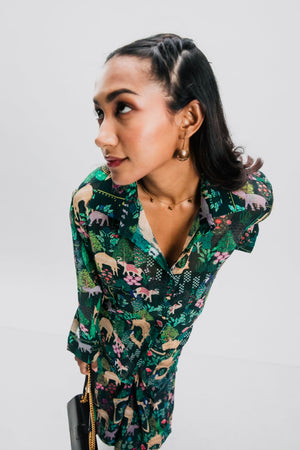 ABHA GREEN CHIFFON SHIRT