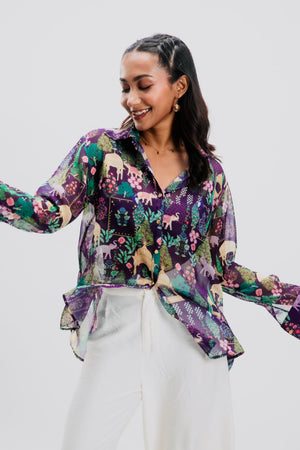 ABHA PURPLE CHIFFON SHIRT