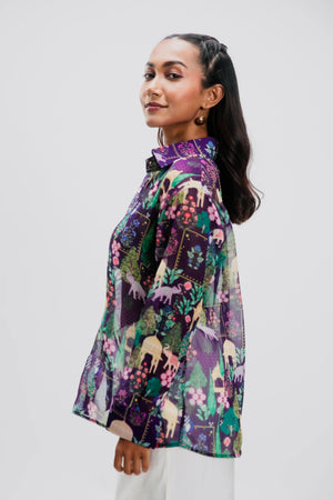 ABHA PURPLE CHIFFON SHIRT