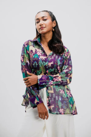 ABHA PURPLE CHIFFON SHIRT