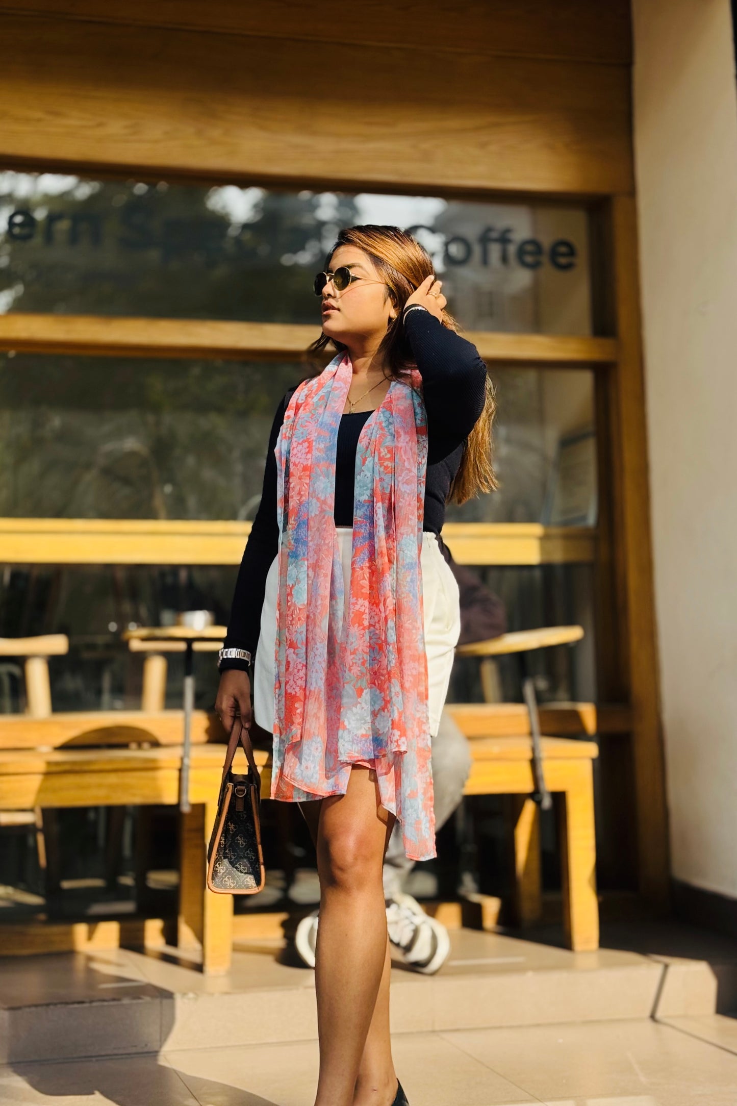 Bristi Orange Chiffon Scarf