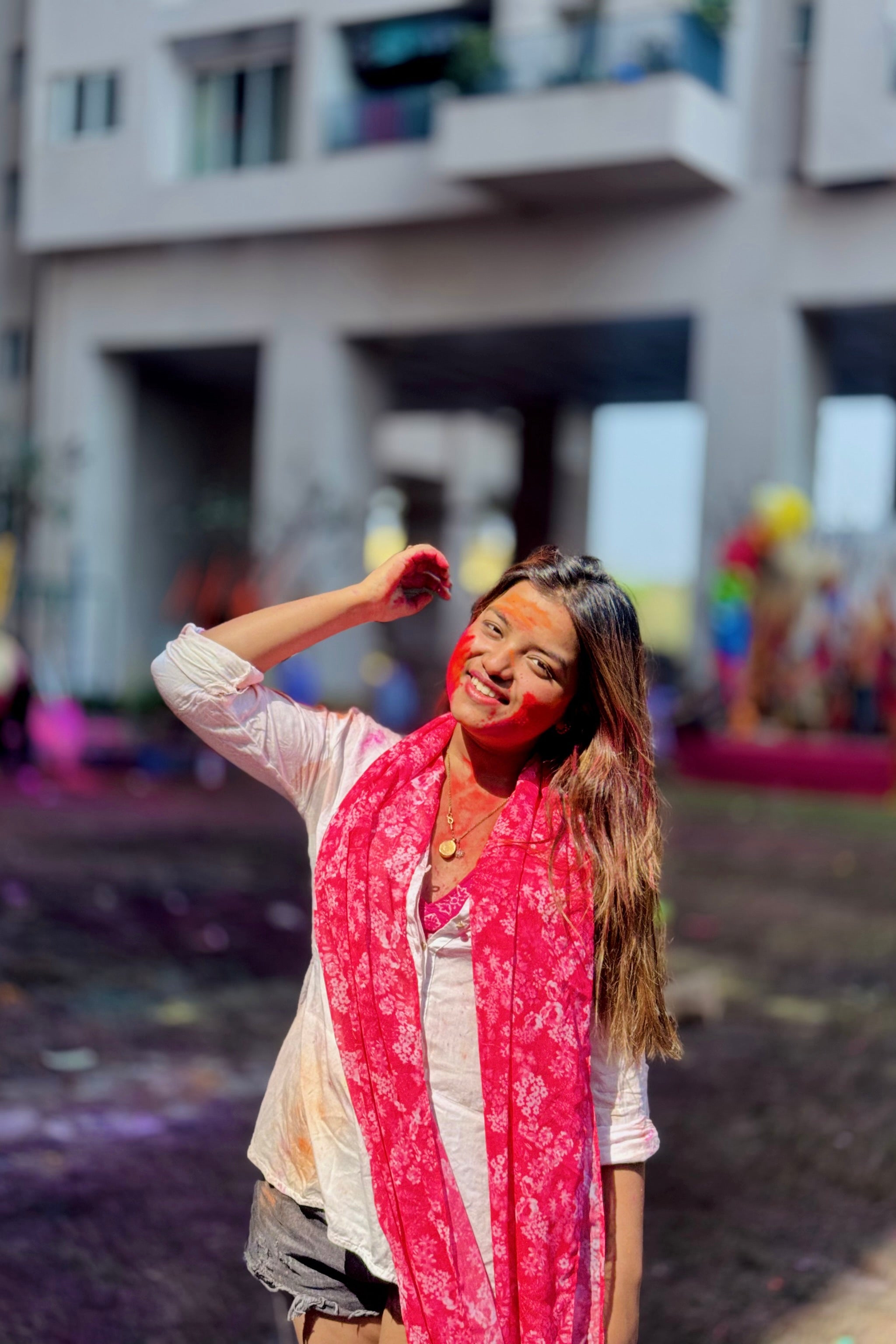 Bristi Red Chiffon Scarf