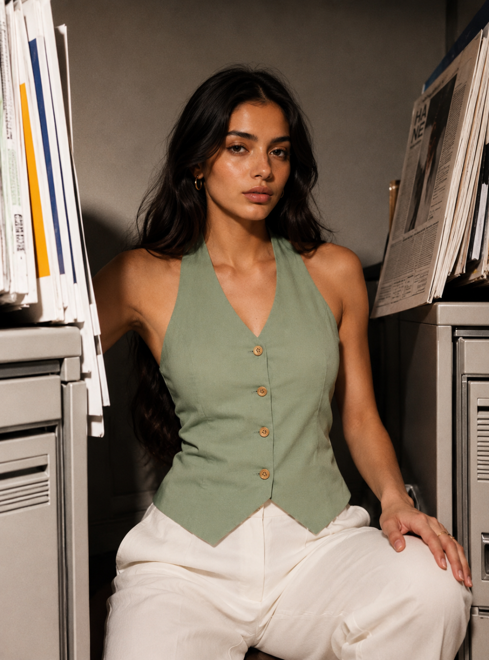 Green Halterneck Waist-Coat