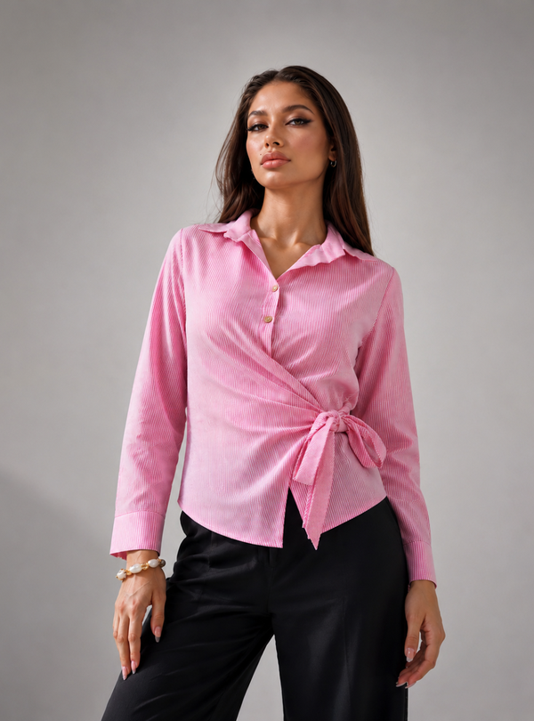 Pink Stripe Wrap Shirt